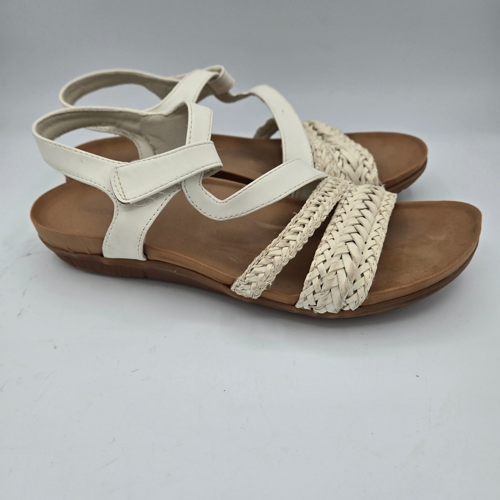 Baretraps Jalen Woven Strappy Ankle Strap Comfort Sandals Shoes White Size 8M